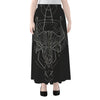 Black And White Taurus Sign Print Chiffon Maxi Skirt