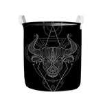 Black And White Taurus Sign Print Collapsible Laundry Basket