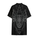 Black And White Taurus Sign Print Cotton Hawaiian Shirt