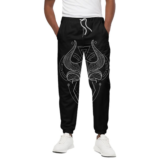 Black And White Taurus Sign Print Cotton Pants