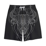 Black And White Taurus Sign Print Cotton Shorts