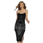 Black And White Taurus Sign Print Cross Back Cami Dress