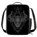 Black And White Taurus Sign Print Crossbody Lunch Bag