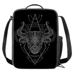 Black And White Taurus Sign Print Crossbody Lunch Bag