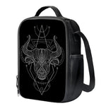 Black And White Taurus Sign Print Crossbody Lunch Bag