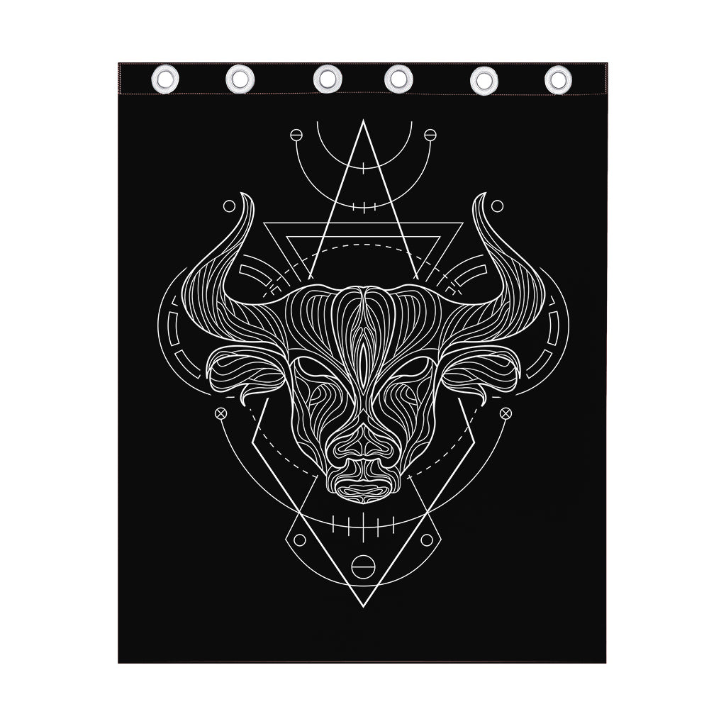Black And White Taurus Sign Print Curtain