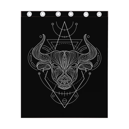 Black And White Taurus Sign Print Curtain