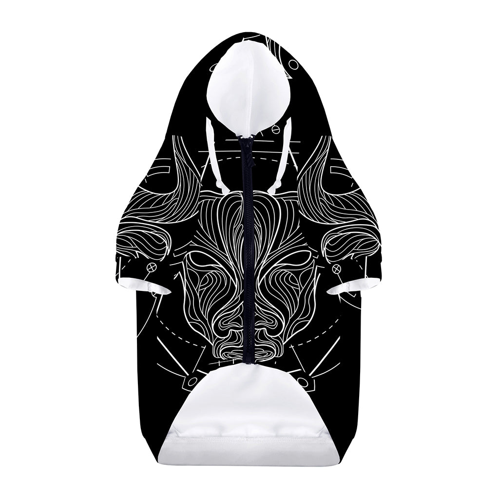Black And White Taurus Sign Print Dog Zip Up Hoodie