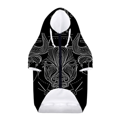 Black And White Taurus Sign Print Dog Zip Up Hoodie