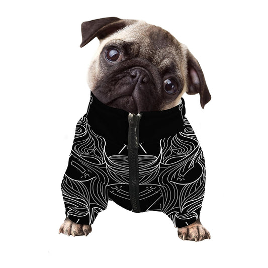 Black And White Taurus Sign Print Dog Zip Up Jacket