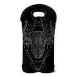 Black And White Taurus Sign Print Double Neoprene Wine Tote