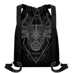 Black And White Taurus Sign Print Drawstring Backpack
