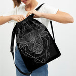 Black And White Taurus Sign Print Drawstring Backpack