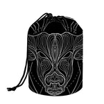 Black And White Taurus Sign Print Drawstring Makeup Bag