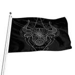 Black And White Taurus Sign Print Flag