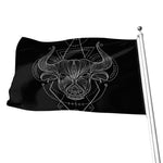 Black And White Taurus Sign Print Flag