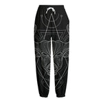 Black And White Taurus Sign Print Fleece Lined Knit Pants