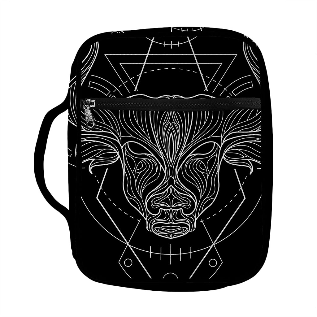 Black And White Taurus Sign Print Front Pocket Bible Bag
