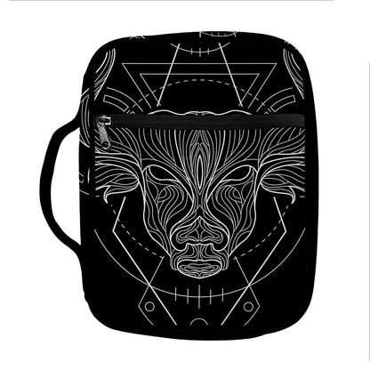 Black And White Taurus Sign Print Front Pocket Bible Bag