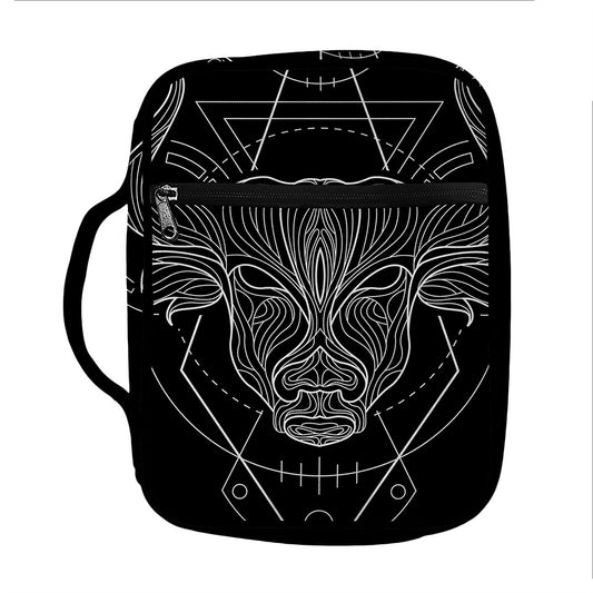 Black And White Taurus Sign Print Front Pocket Bible Bag