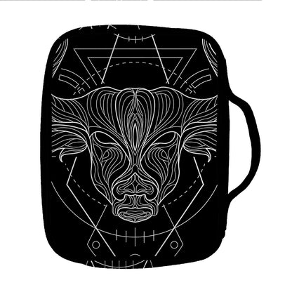 Black And White Taurus Sign Print Front Pocket Bible Bag