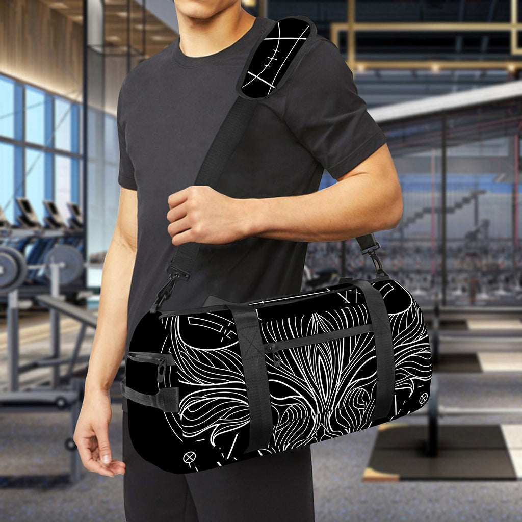 Black And White Taurus Sign Print Gym Bag