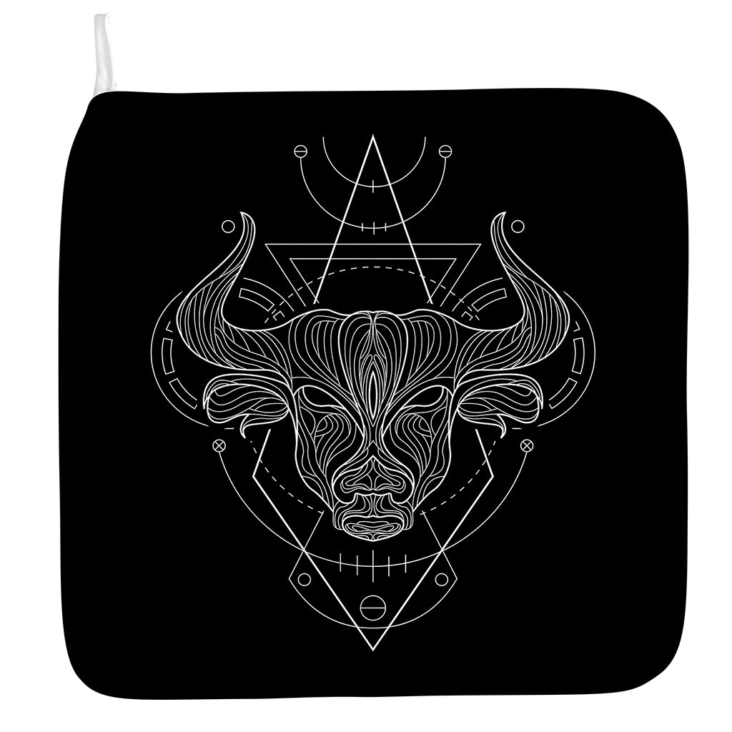 Black And White Taurus Sign Print Hand Towel