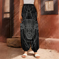 Black And White Taurus Sign Print Harem Pants