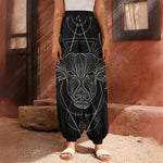 Black And White Taurus Sign Print Harem Pants