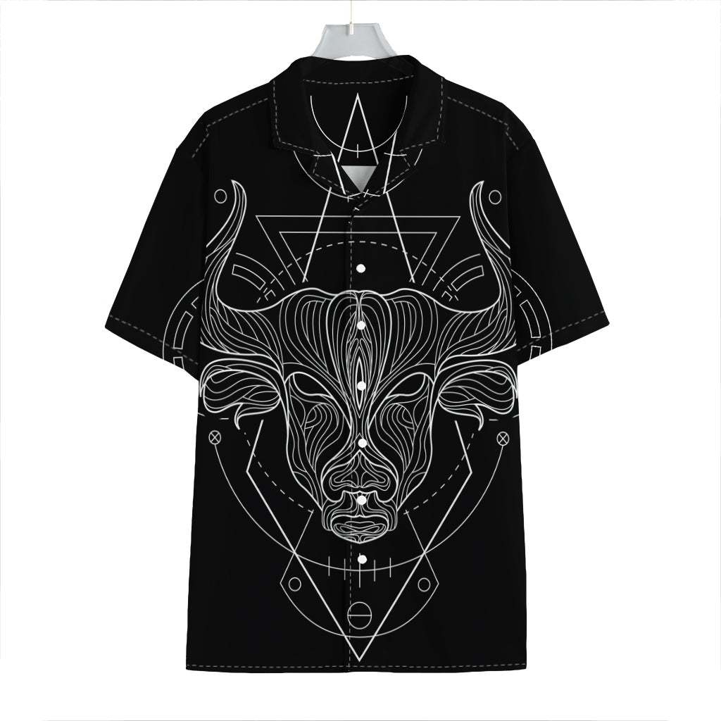 Black And White Taurus Sign Print Hawaiian Shirt