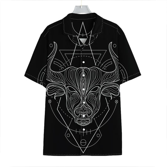 Black And White Taurus Sign Print Hawaiian Shirt