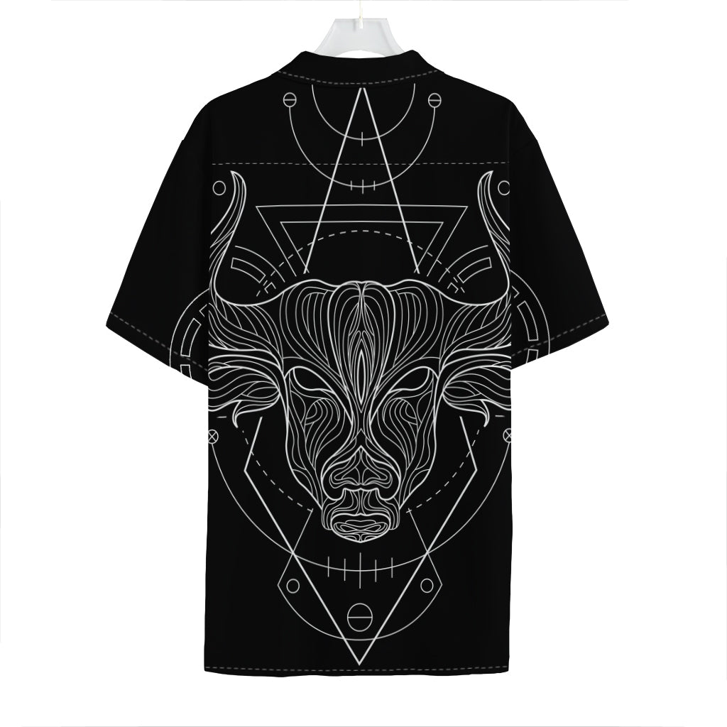 Black And White Taurus Sign Print Hawaiian Shirt