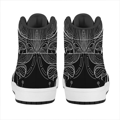 Black And White Taurus Sign Print High Top Leather Sneakers