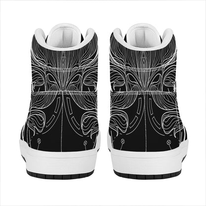 Black And White Taurus Sign Print High Top Leather Sneakers