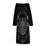 Black And White Taurus Sign Print Hooded Bathrobe