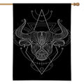 Black And White Taurus Sign Print House Flag