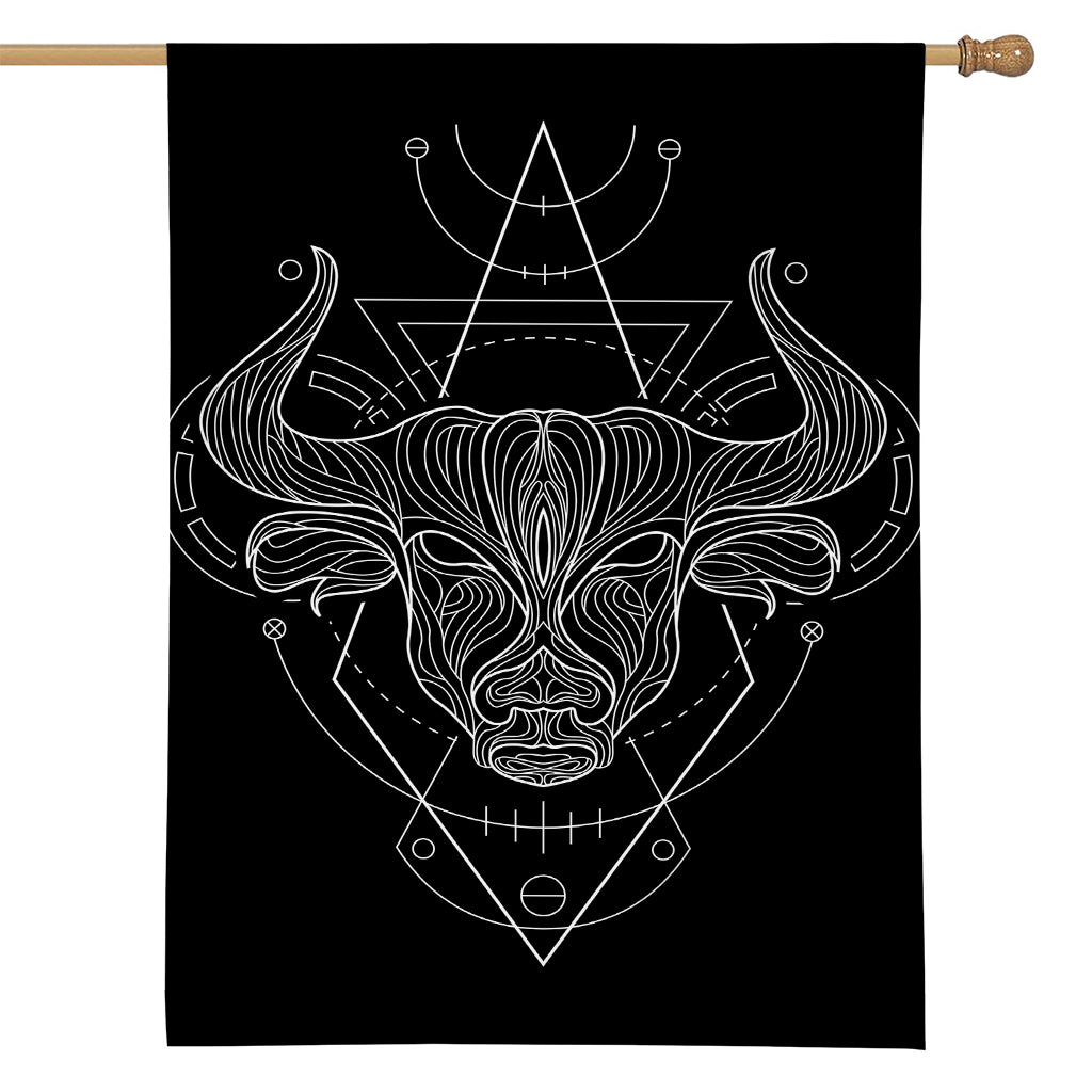 Black And White Taurus Sign Print House Flag
