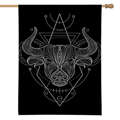 Black And White Taurus Sign Print House Flag