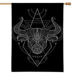 Black And White Taurus Sign Print House Flag