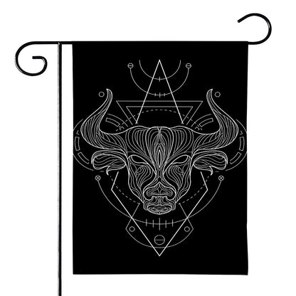 Black And White Taurus Sign Print House Flag