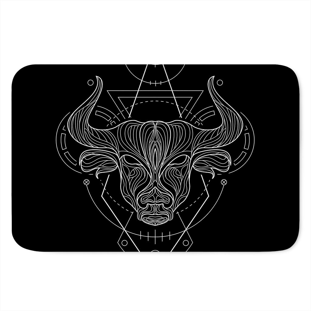 Black And White Taurus Sign Print Indoor Door Mat