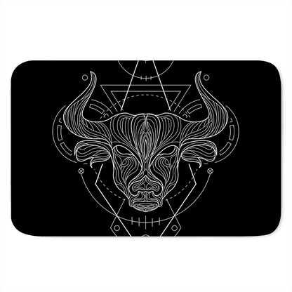 Black And White Taurus Sign Print Indoor Door Mat