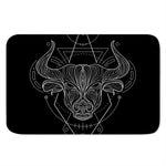 Black And White Taurus Sign Print Indoor Door Mat