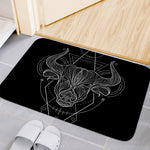 Black And White Taurus Sign Print Indoor Door Mat