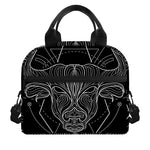 Black And White Taurus Sign Print Insulated Lunch Bag