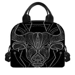Black And White Taurus Sign Print Insulated Lunch Bag