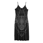 Black And White Taurus Sign Print Jersey Midi Cami Dress