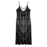 Black And White Taurus Sign Print Jersey Midi Cami Dress