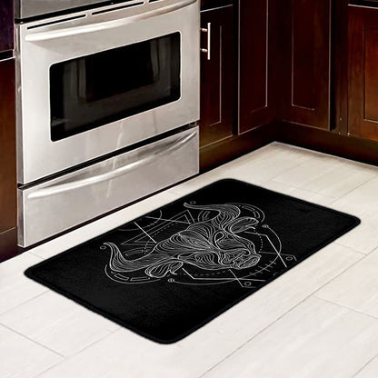 Black And White Taurus Sign Print Kitchen Mat