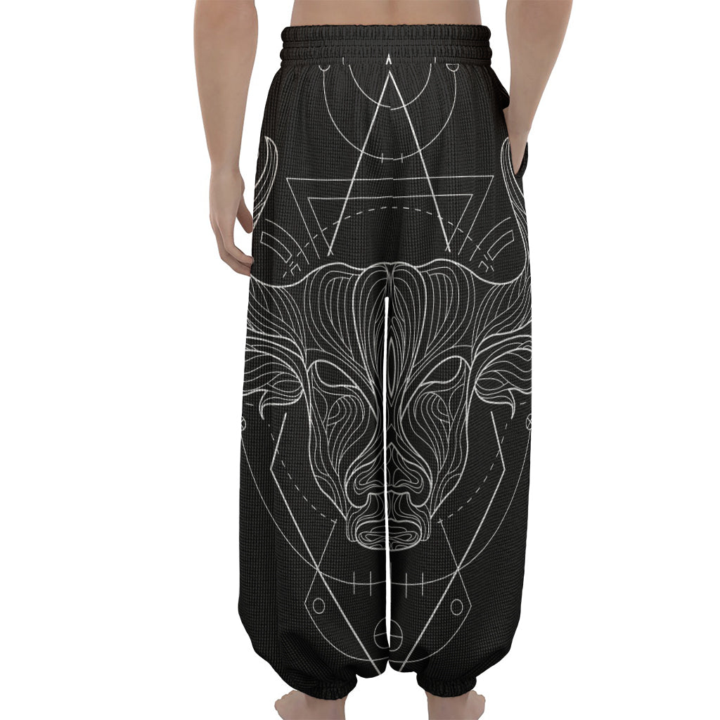 Black And White Taurus Sign Print Lantern Pants